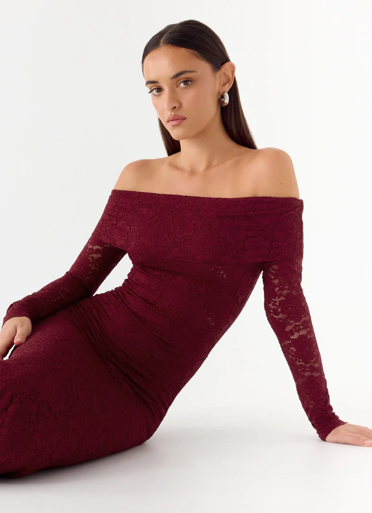 Vestito Maxi in Pizzo Yours Always - Merlot