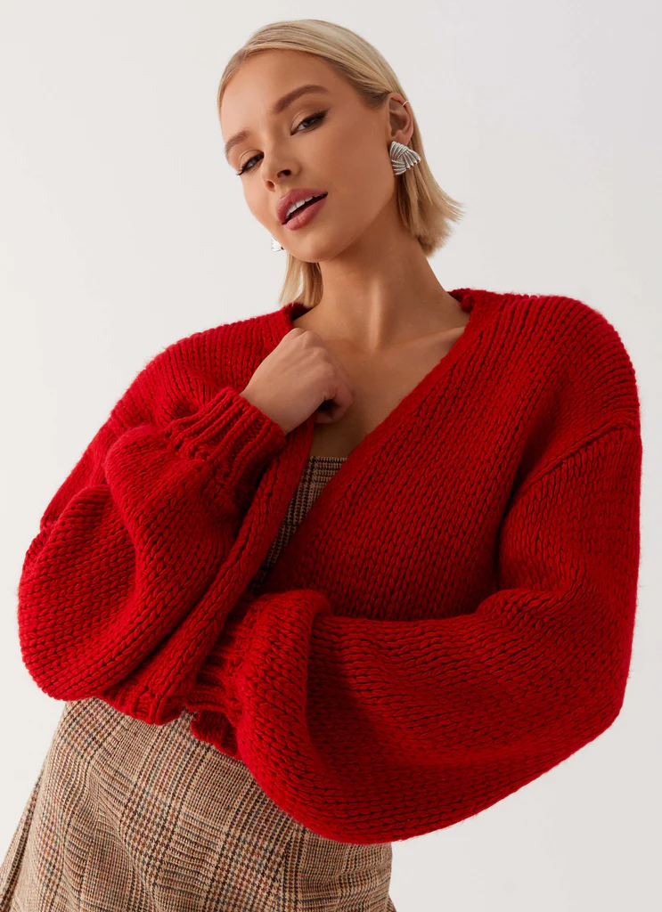 Giacca di Maglia Jasleen - Rosso