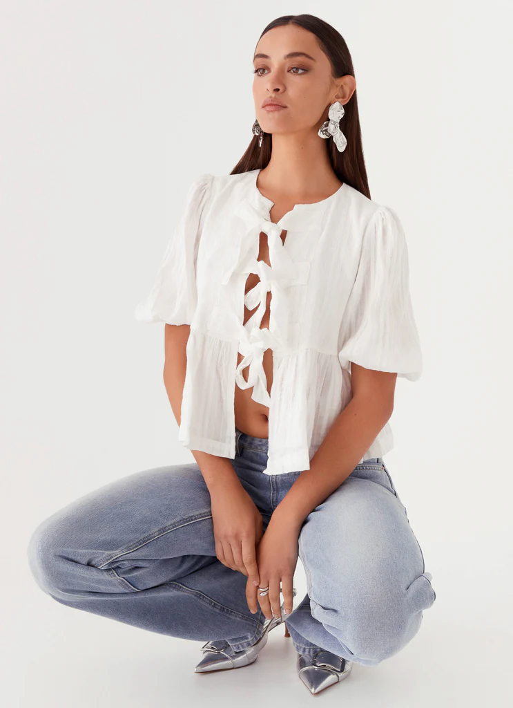Top con Cravatta Western Wind – Bianco Top con Cravatta Western Wind - Bianco