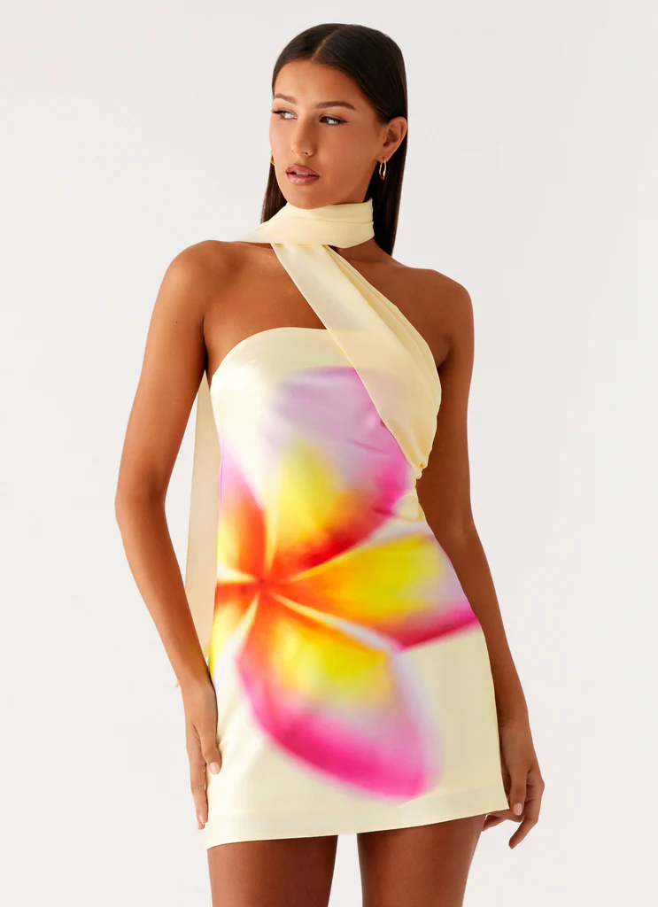 Isa Scarf Satin Mini Dress - Giallo Frangipani