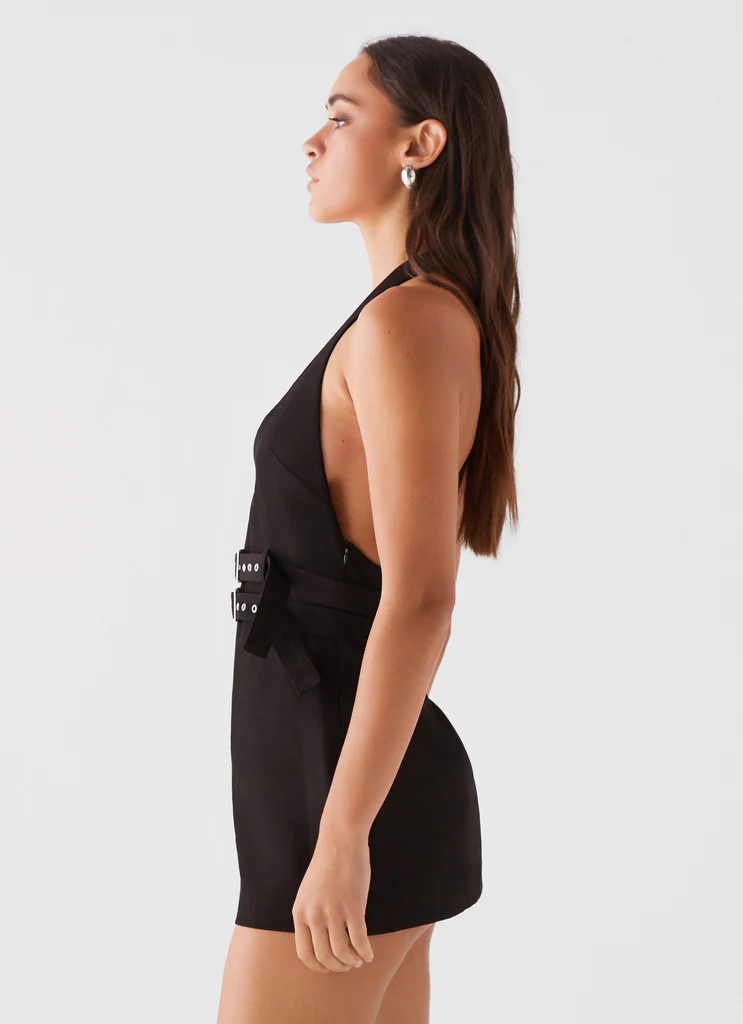 Highway Life Halter Mini Dress - Nero