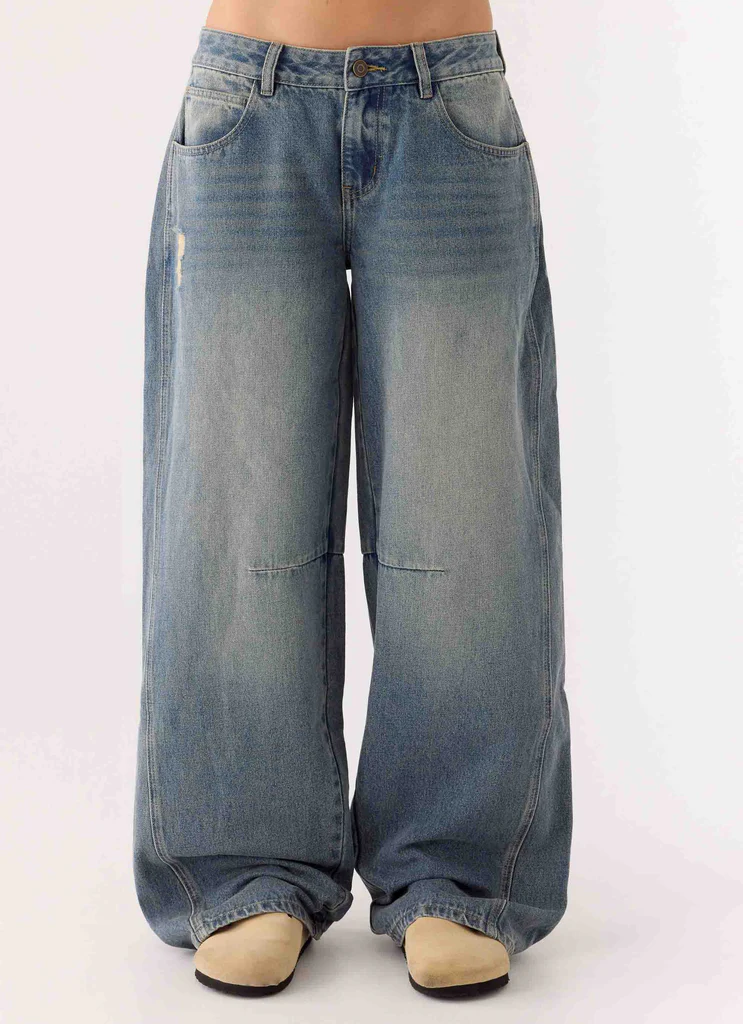 Jeans in Denim Waylon a Vita Bassa - Blu Lavaggio Medio