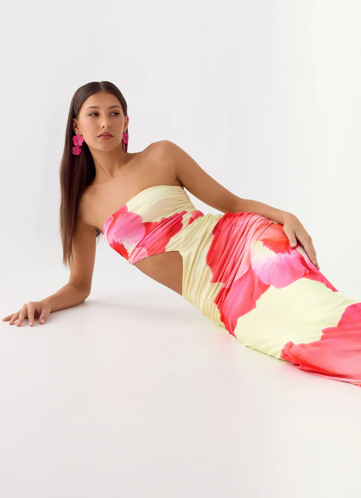 Abito Maxi In The Rhythm - Spruzzo Fiorato Giallo
