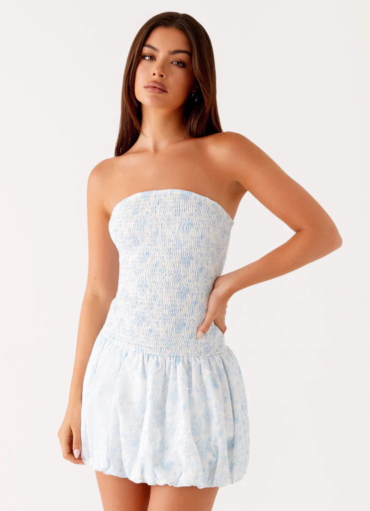 Panorama Mini Dress - Blu Floreale