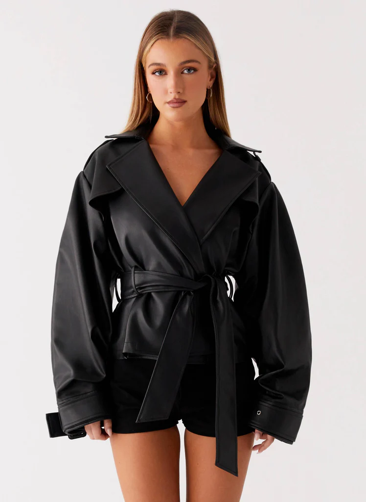 Impermeabile in Pelle Finta Midtown - Nero
