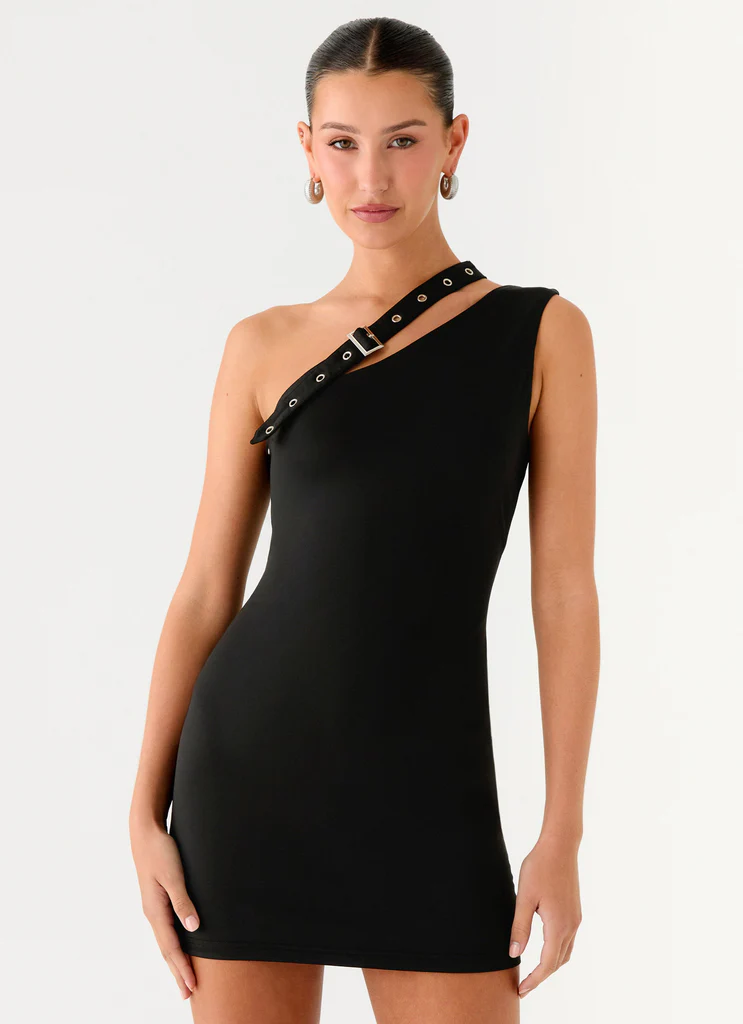 Off The Grid Eyelet Mini Dress - Nero