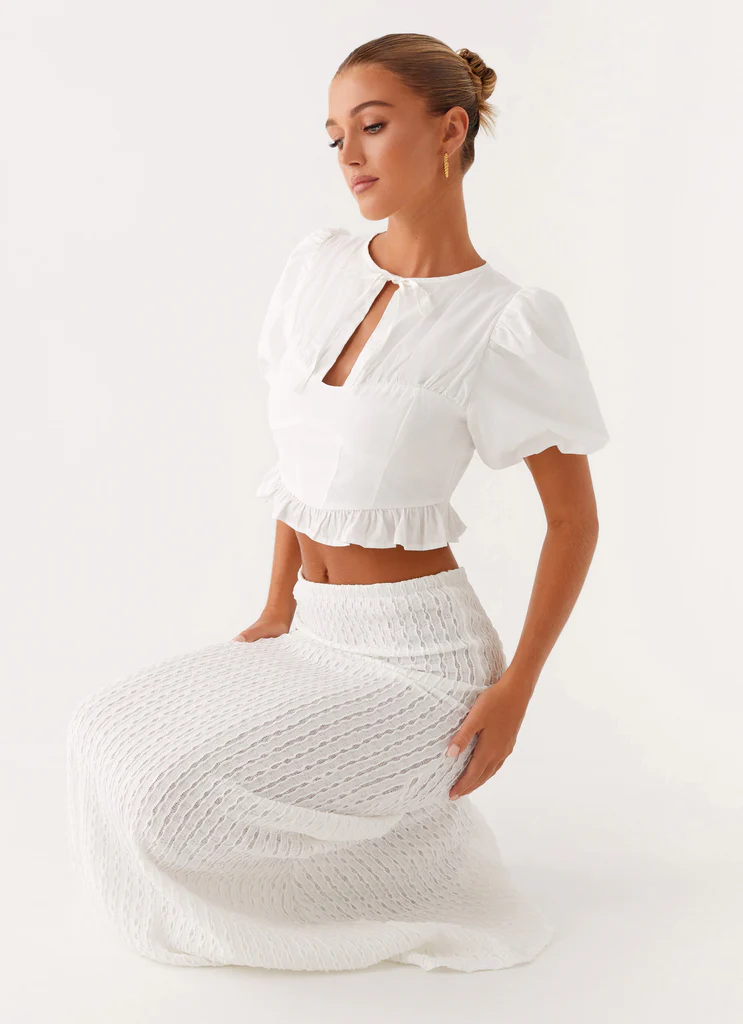 Top con maniche a palloncino Megan - Bianco