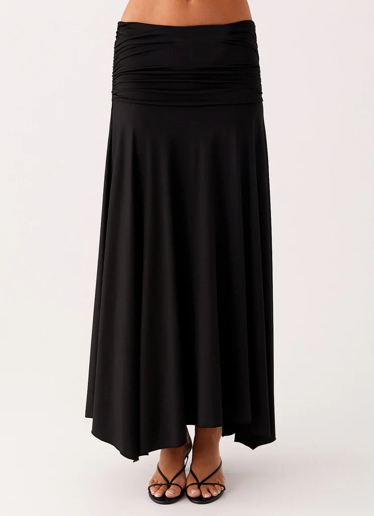 Gonna Maxi con Ruches Liana - Nero