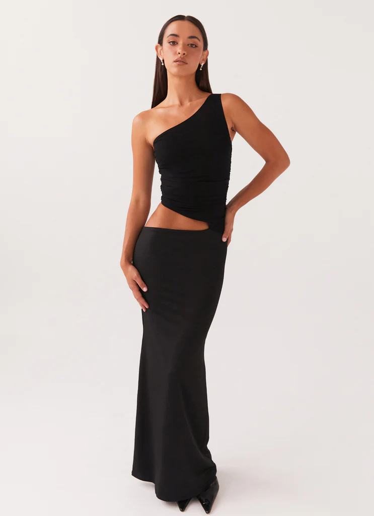 Vestito Maxi Una Spalla Seranella - Nero