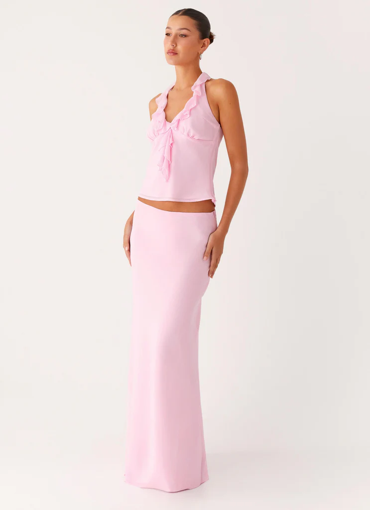 Maxiskirt in chiffon Star Girl - Rosa bambino