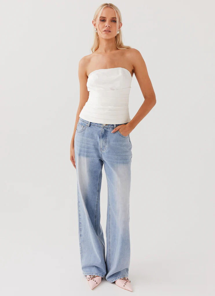 Corset in Lino Hidden Road con Pieghe - Bianco