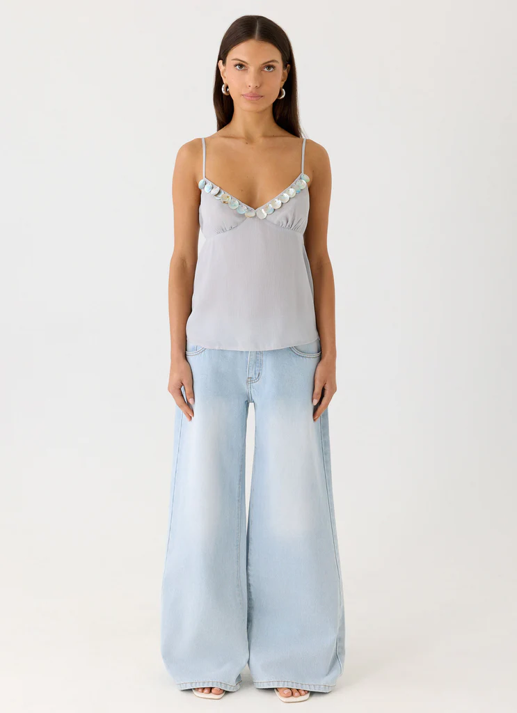 Top Cami Selina - Blu Nebbia