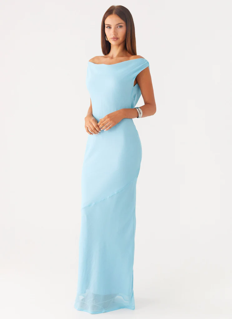 Abito Maxi in Chiffon Brittany - Turquoise