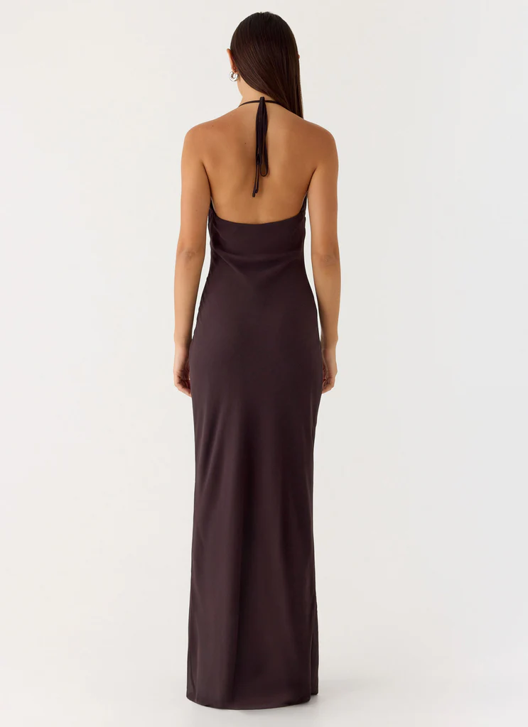 Indya Halter Maxi Dress - Cioccolato