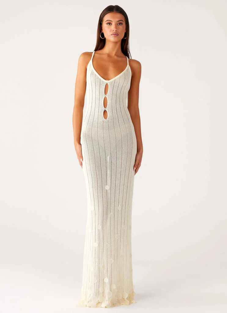 Siren Song - Abito Maxi all'uncinetto - Avorio