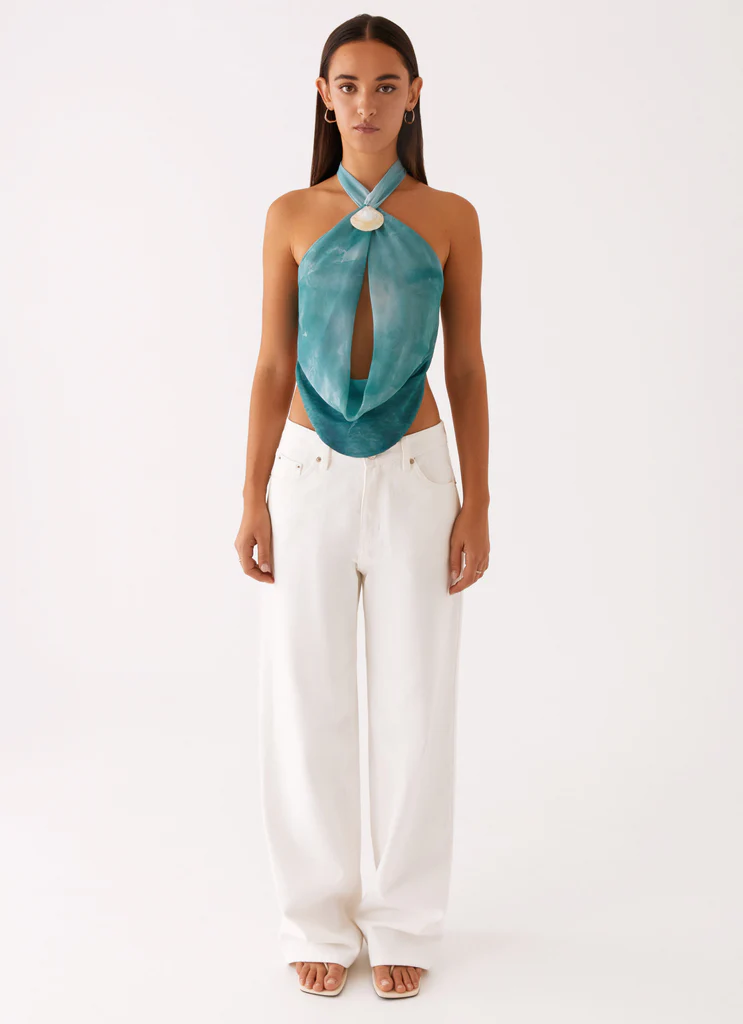 Top a girocollo con maniche – Verde Tie Dye Top a girocollo con maniche - Verde Tie Dye