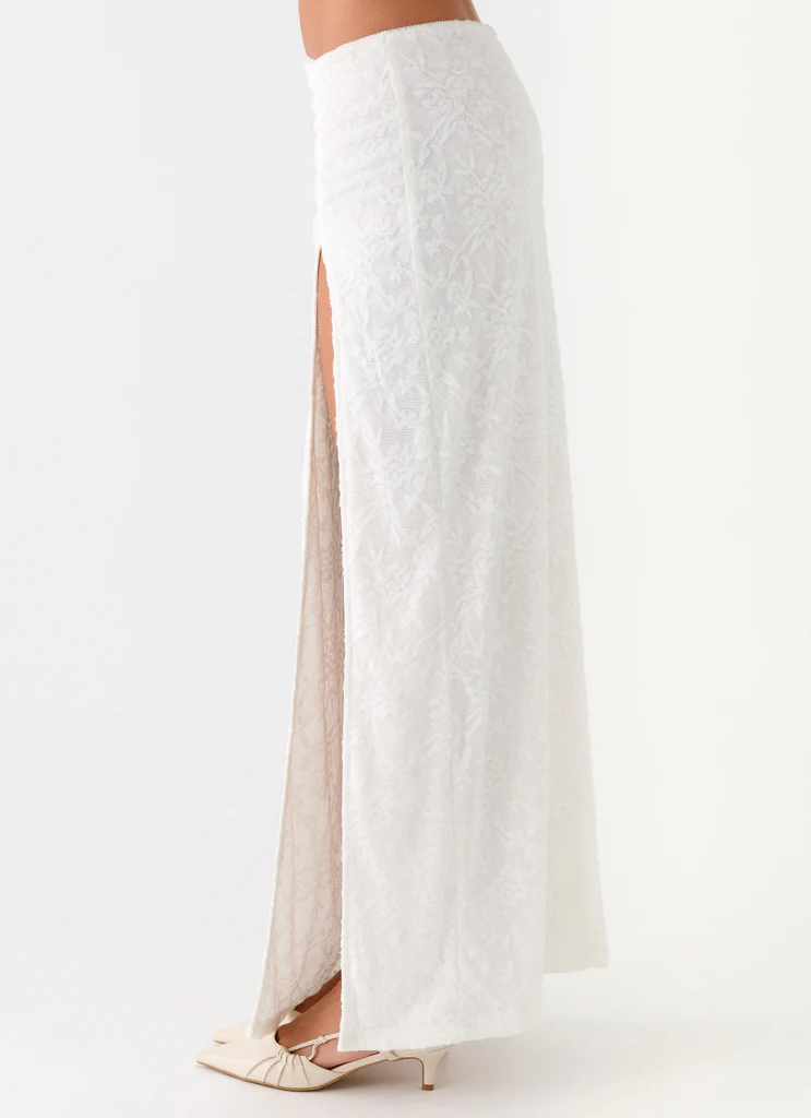 Griff Low Rise Jacquard Maxi Skirt - Bianco