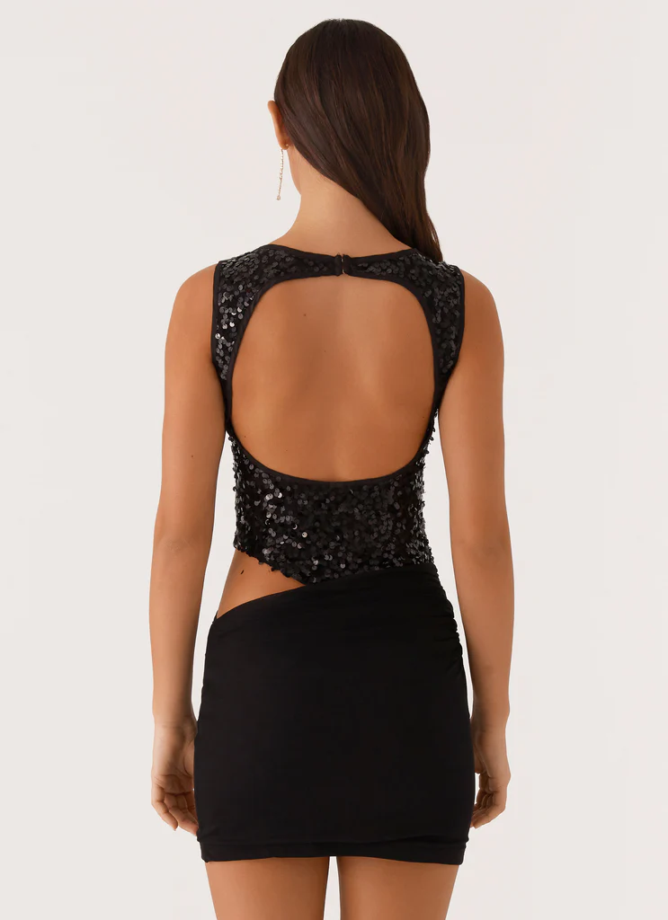 Vestito Mini in Paillettes Superstition - Nero