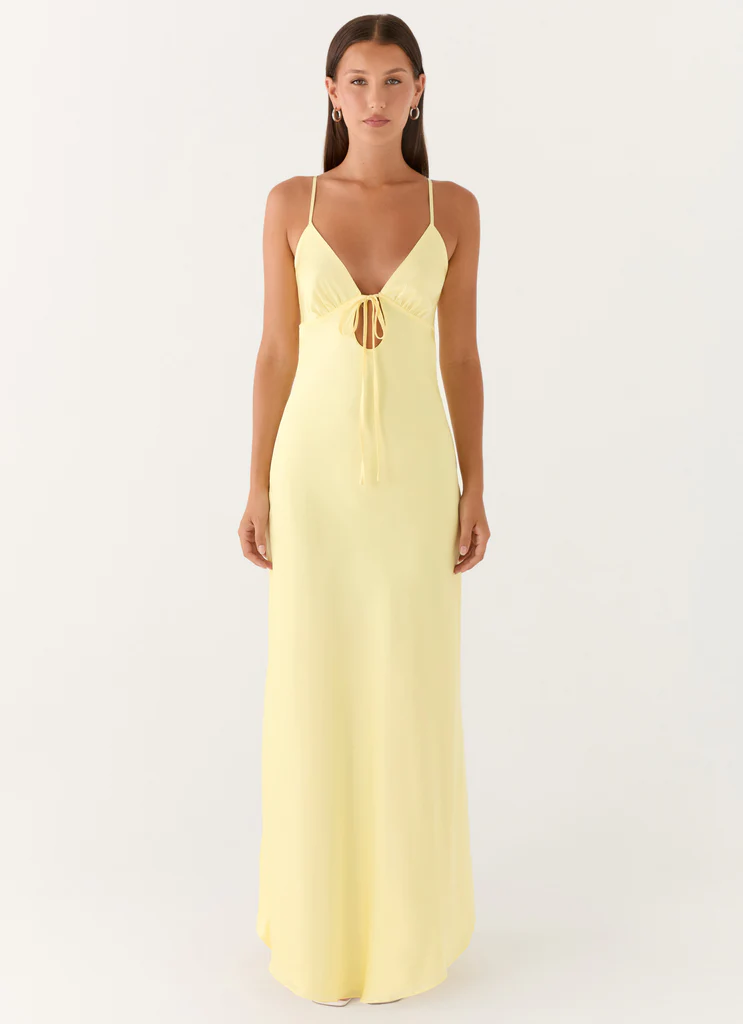 Abito Maxi in Seta Flora - Limone