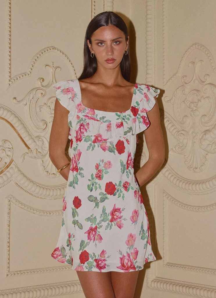 Malina Mini Vestito - Avorio Fiorito