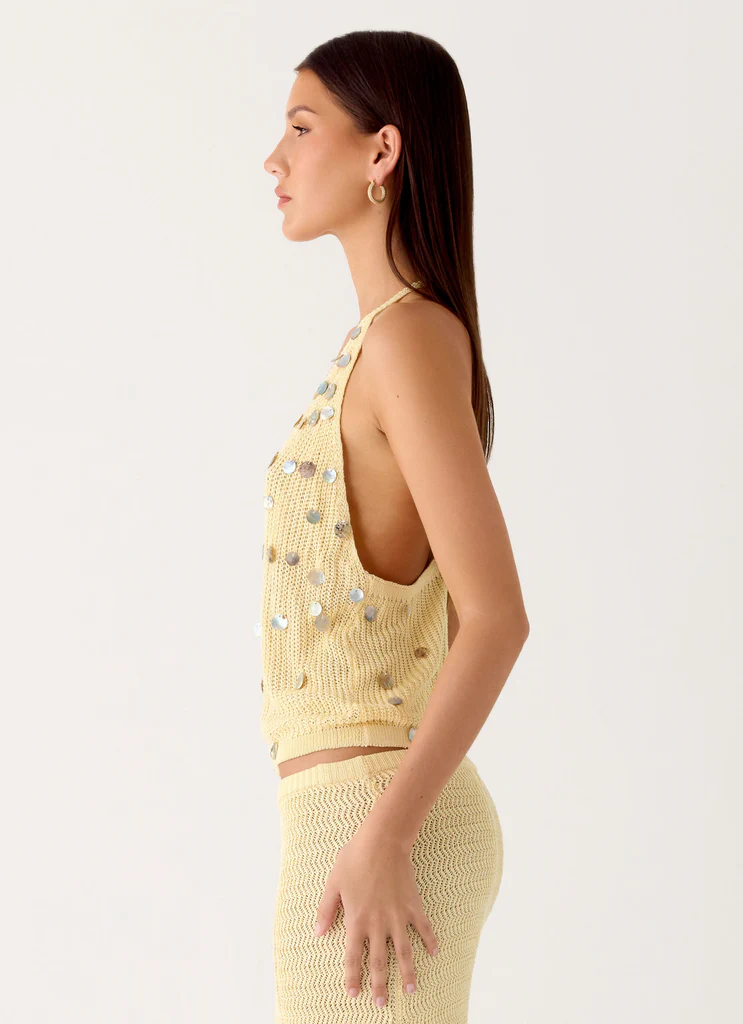 Top in Crochet Con Perline Adelaida - Giallo