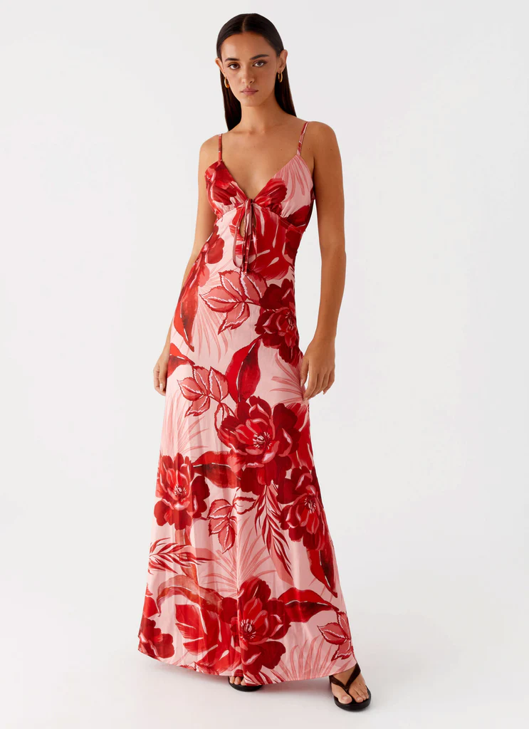 Abito Maxi in Seta Flora - Stampa Sicily Sunsets