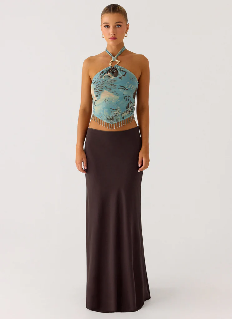 Maxi gonna in chiffon Star Girl - Cioccolato fresco