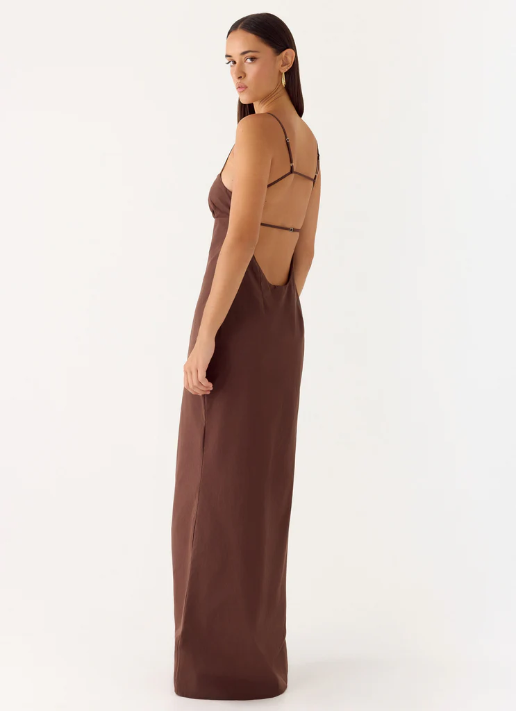 Abito Maxi in Lino Off The Table - Cioccolato