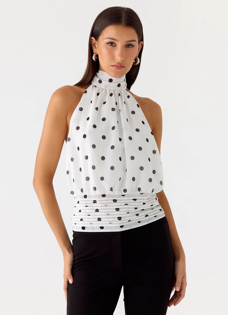 Top in chiffon di salice - Puntini bianchi