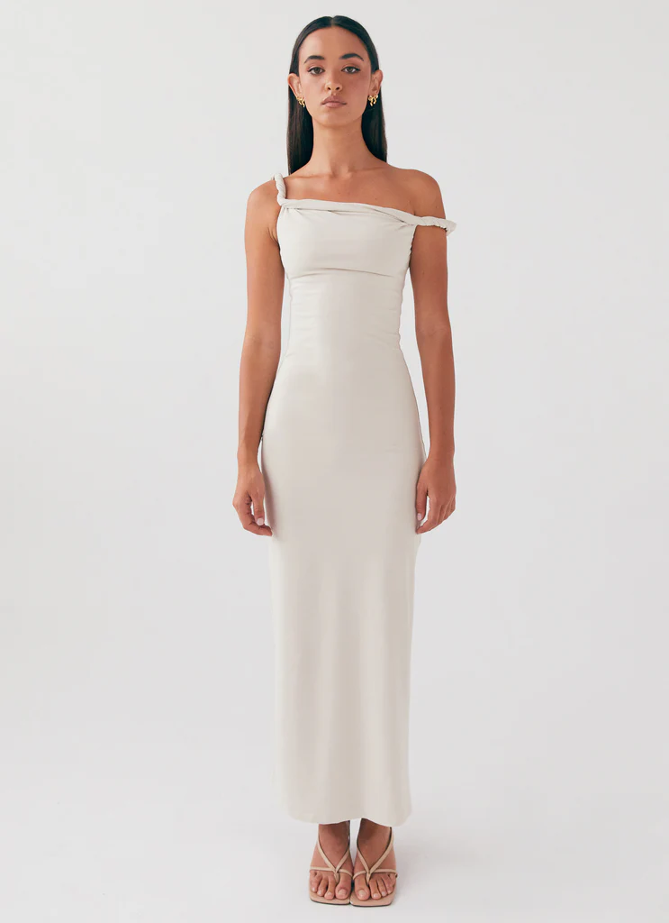 Abito Maxi a Spalla Svasato Arabella - Beige