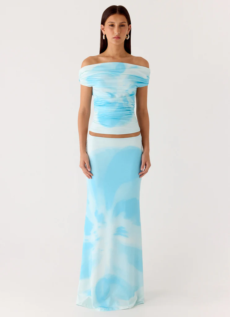 Top Moka a Spalla Scollegata - Blu Fiorito