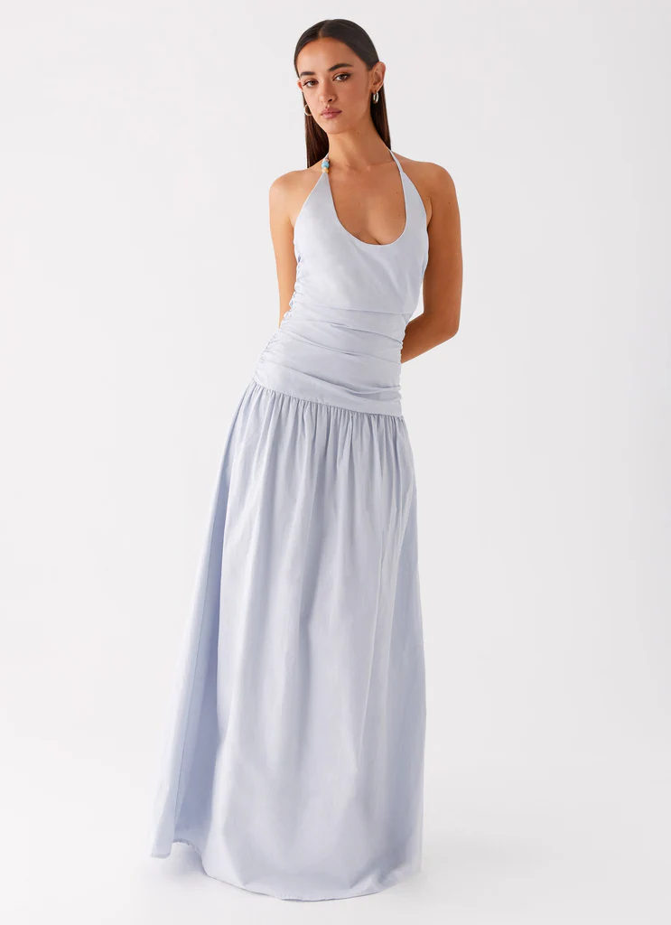Abito Maxi a Spalline Cristina - Blu Fiordaliso