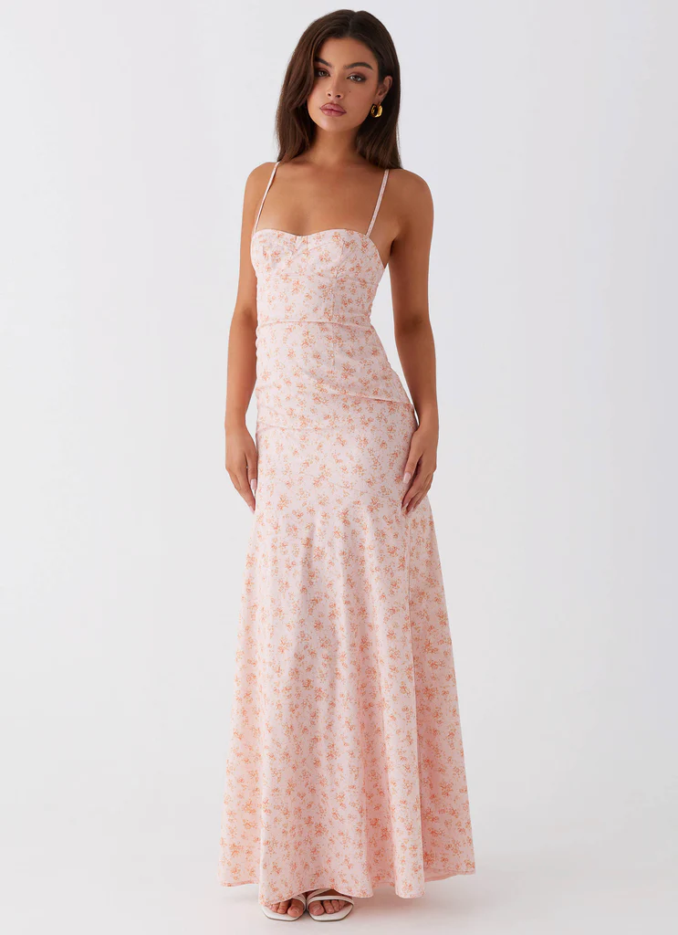 Abito Maxi Britney - Rosa Fiori Piccoli