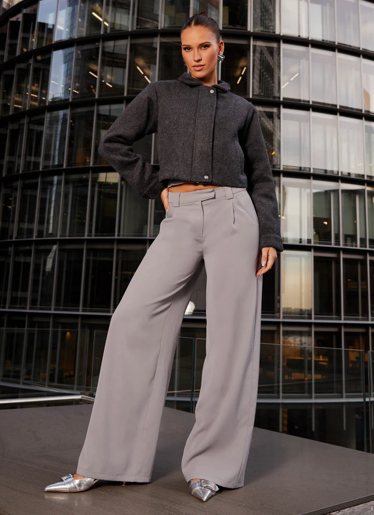 Giacca a zip in lana Lexi Jayde - Grigio scuro