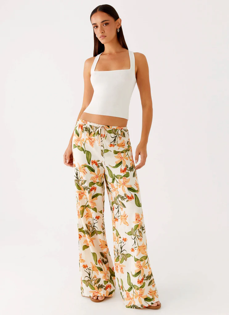 Pantaloni in Lino Dalida - Stampa Floreale
