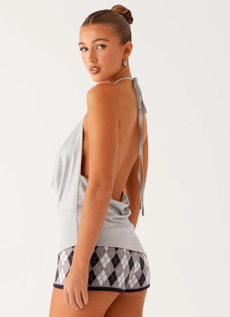 Top Dasha con scollo a camicia - Grigio