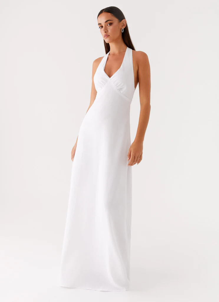 Abito Maxi in Lino Heavy Hearted - Bianco
