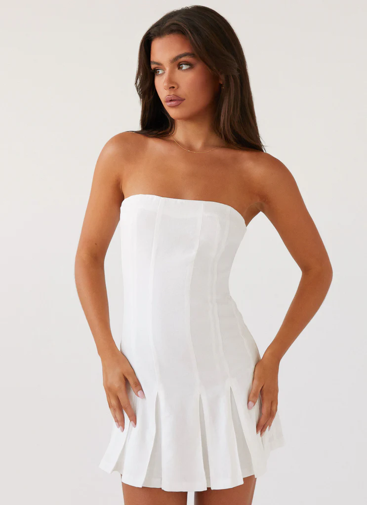 Salvare Cuori Abito Mini in Lino - Bianco