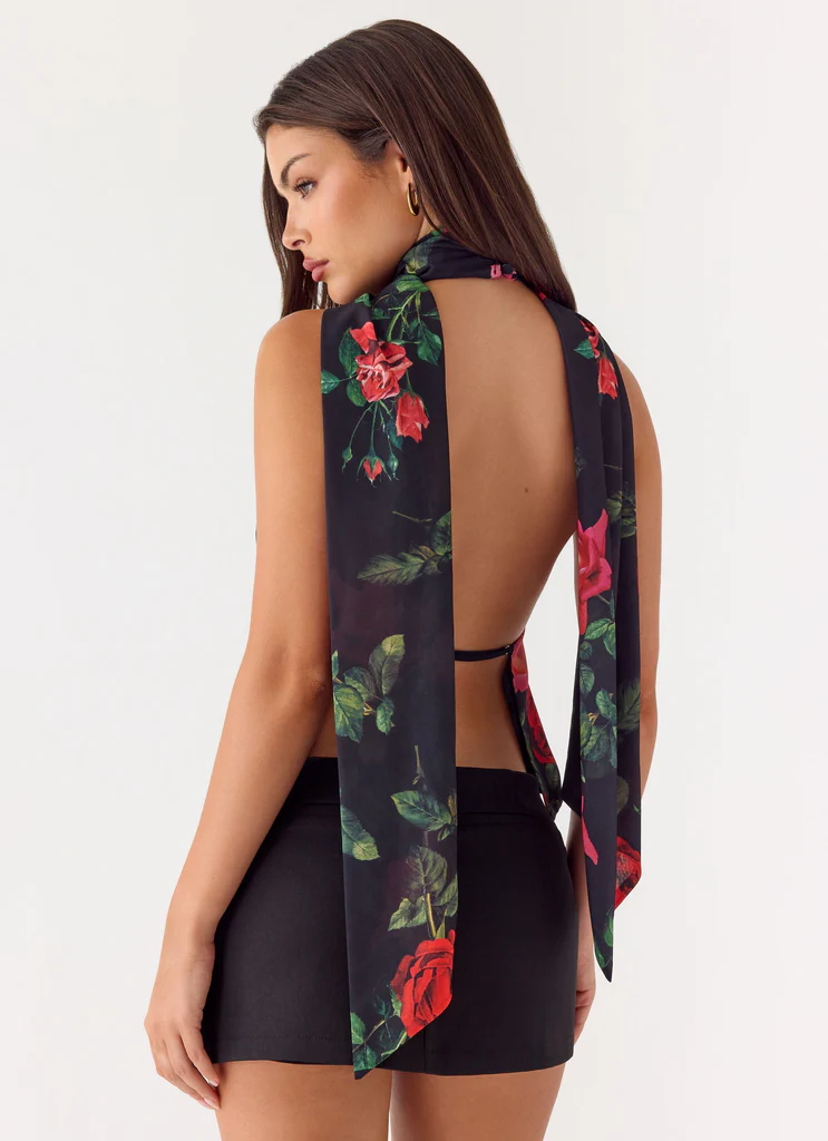 Get Me Top Senza Schienale a Spalline - Midnight Bloom