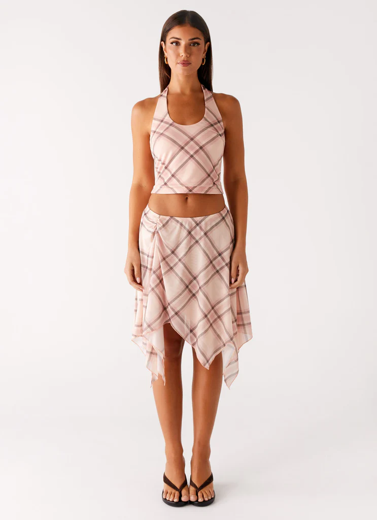Top a spalline Fit Check - Rosa a quadretti