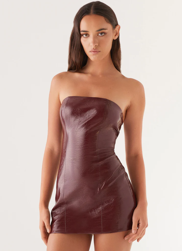 Vestito Mini Senza Spalline Big Shot - Merlot