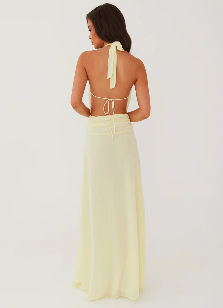 Elysia Chiffon Maxi Dress - Limone