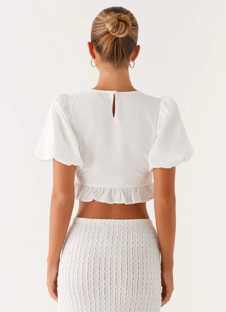 Top con maniche a palloncino Megan - Bianco