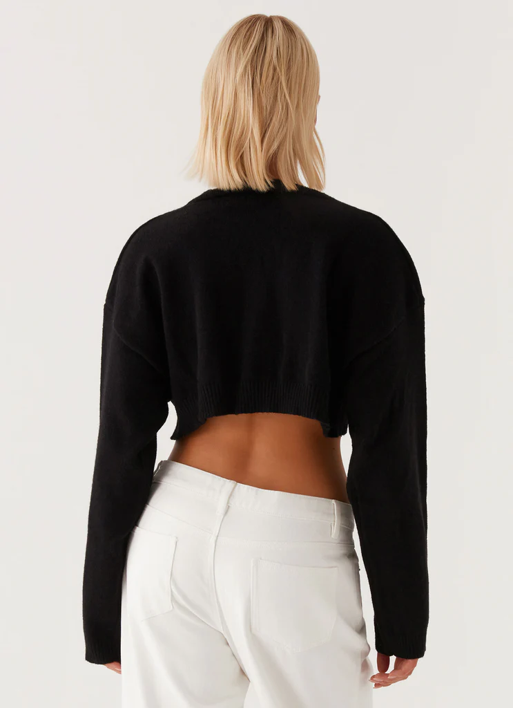Cardigan Crop Indefinito - Nero