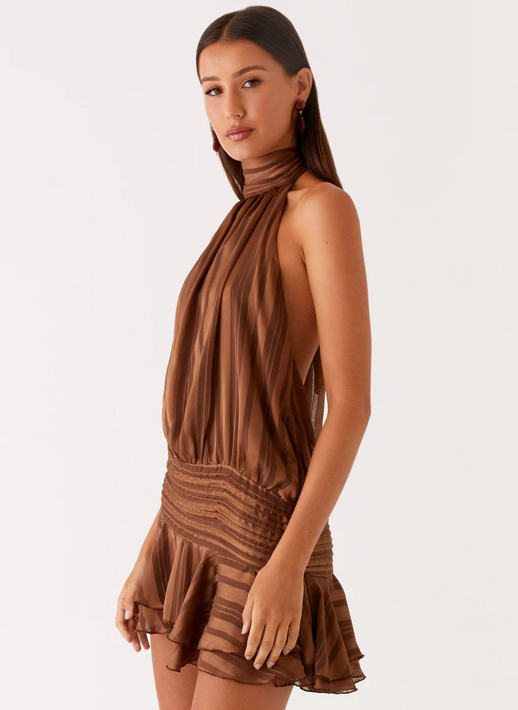 Vestito Mini in Chiffon Willow - Cioccolato