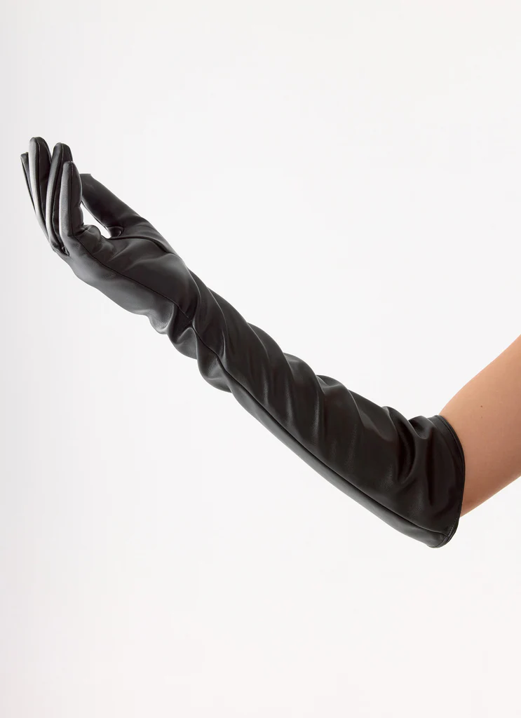 Guanti in Pelle Finta Attalina - Nero