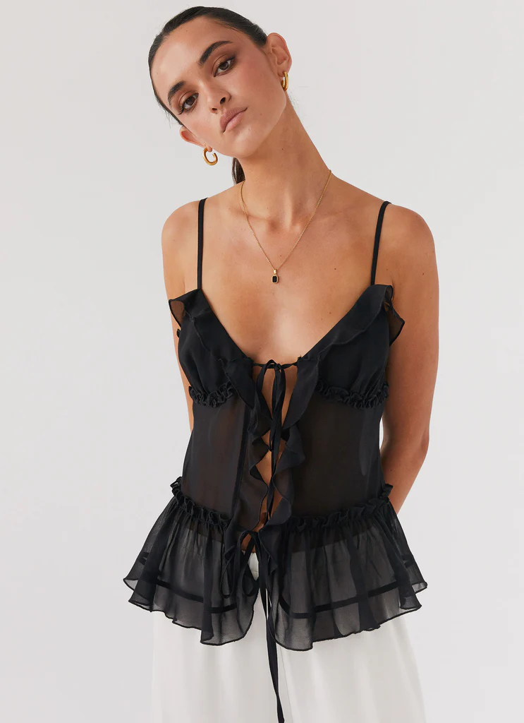 Got It Bad Frill Cami Top - Nero