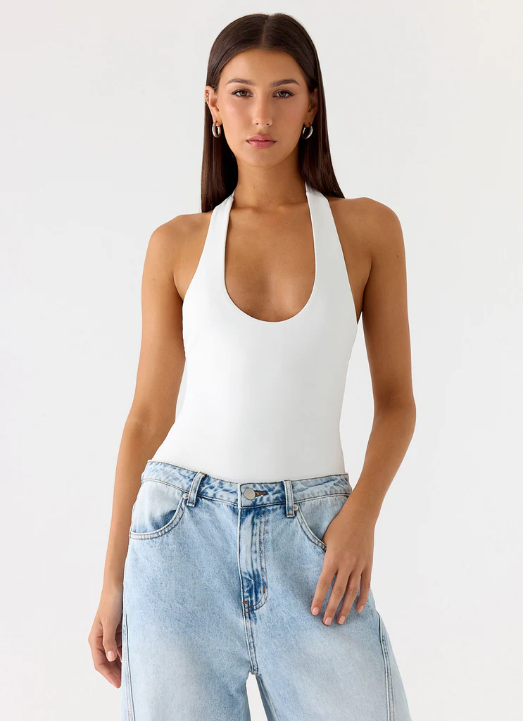Set The Scene Halter Bodysuit - Bianco