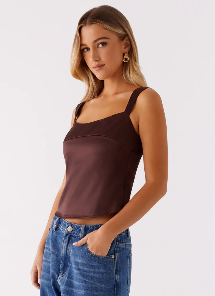 Top in Seta Lylah - Marrone