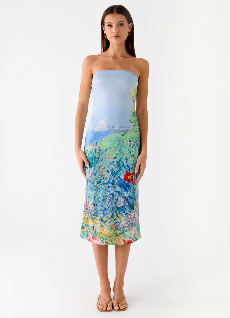 Vestito Midi senza spalline Niko - Giardino Primaverile